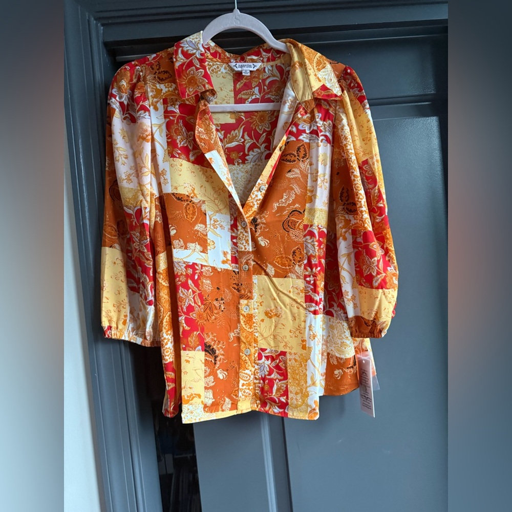 Nanette Lepore Multicolor Patchwork Blouse